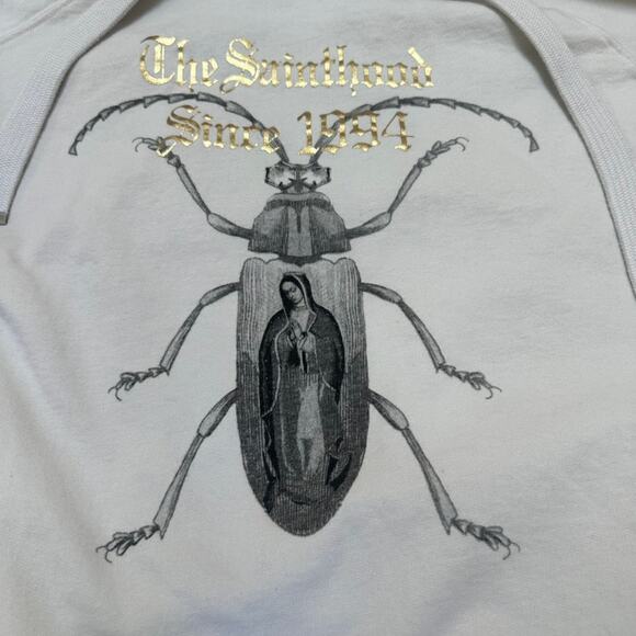 ALLSAINTS Graphic Beetle Bug Chasman Lucia Hoodie Sweatshirt  Print Sz L - Picture 1 of 12